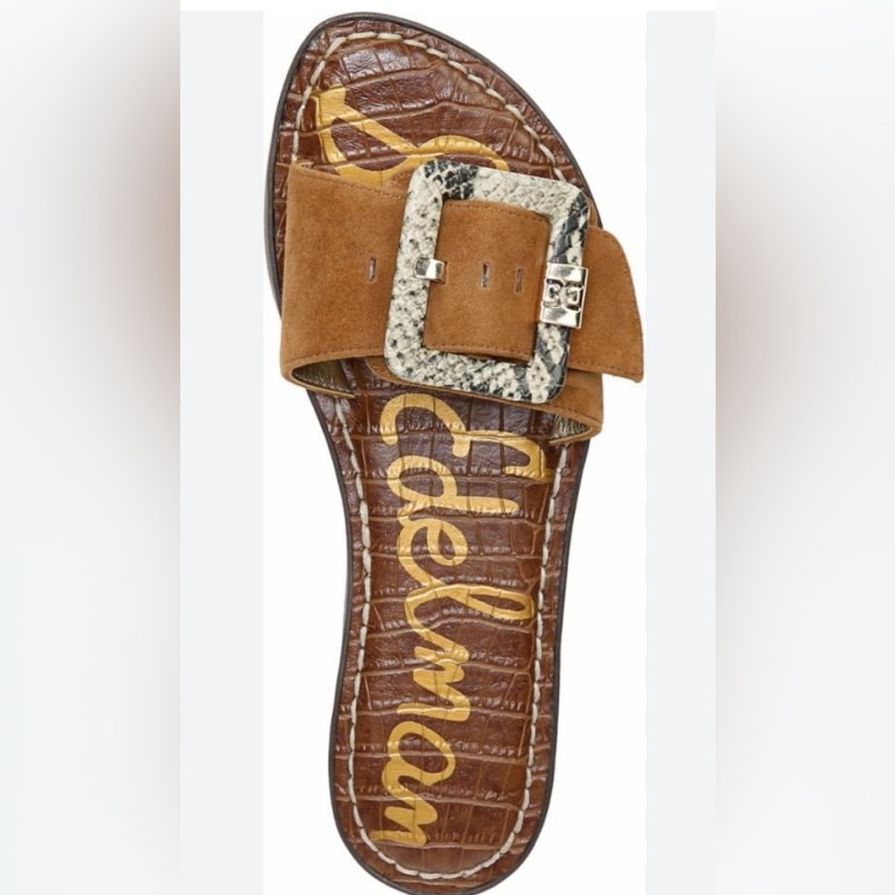 Sam Edelman Brown Suede Sandals with Decorative Buckle